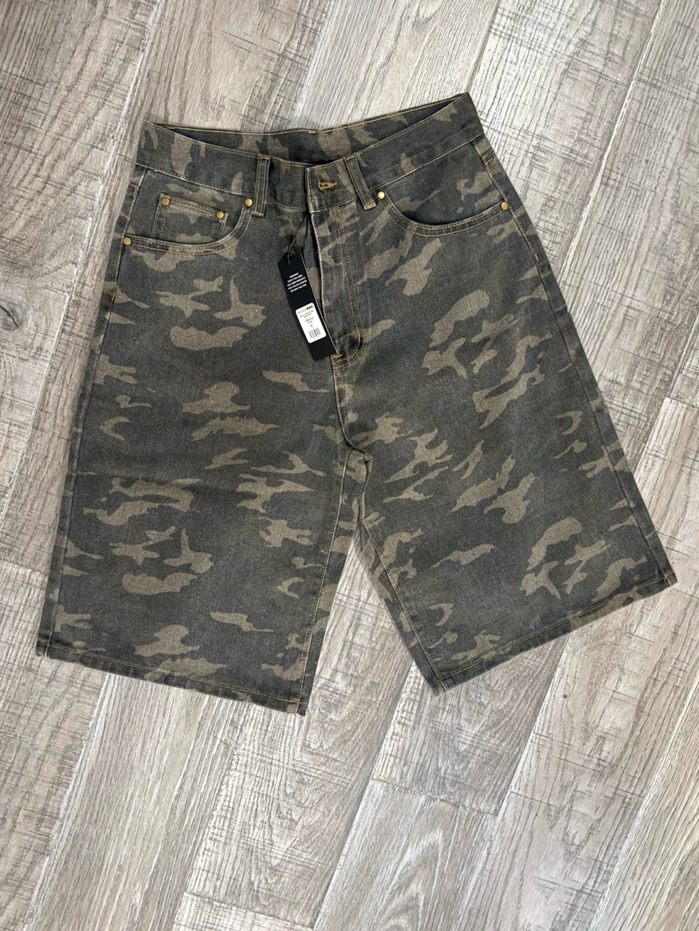 Women Camo Denim Shorts - Size 7